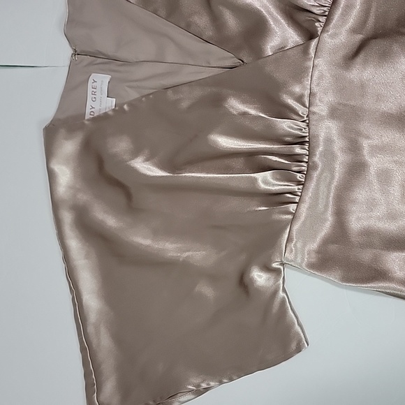 BIRDY GREYJESSE DRESS SHINY SATIN TAUPE DRESS/ SIZE  M. - Picture 10 of 14